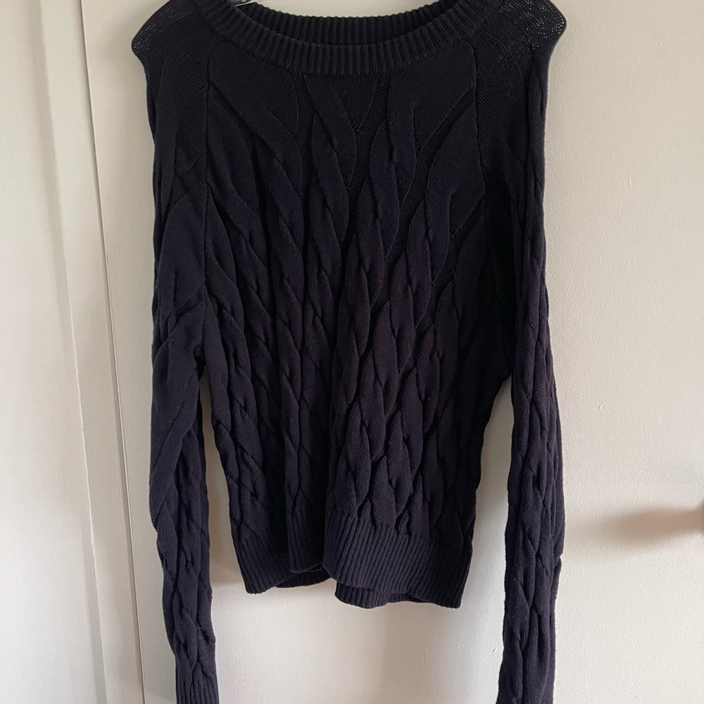 Classic Navy Blue Cable Knit Sweater